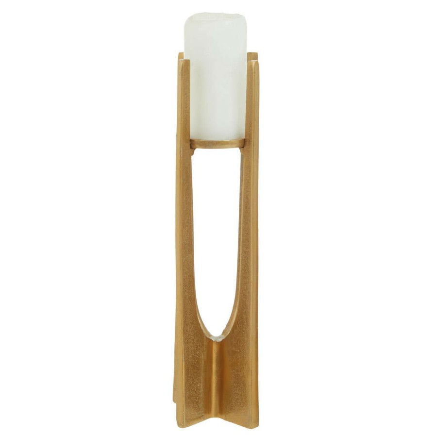 Accessories Fifty Five South Candles and Holders | Dante Large Gold Finish Candle Holder