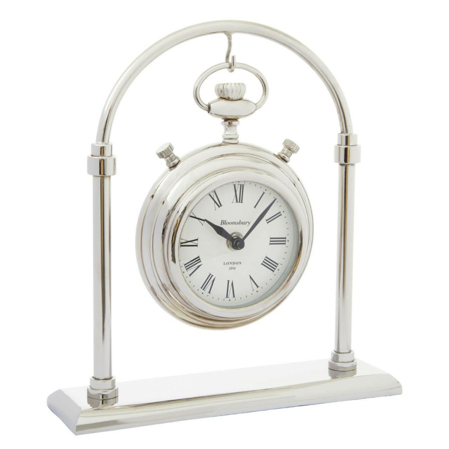 Accessories Fifty Five South Mantel Clocks | Hampstead Small Silver And Antique Brass Mantel Clock