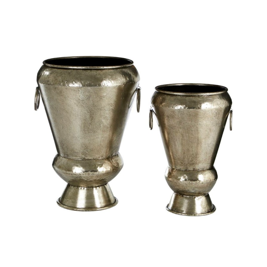 Accessories Fifty Five South Vases, Planters and Plant Stands | Reza Antique Silver Planters - Set Of 2