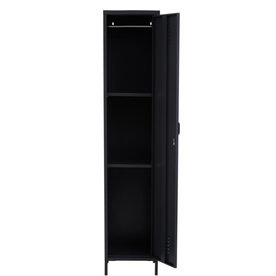 FURNITURE Premier Cabinets | Academy One Door Black Metal Locker