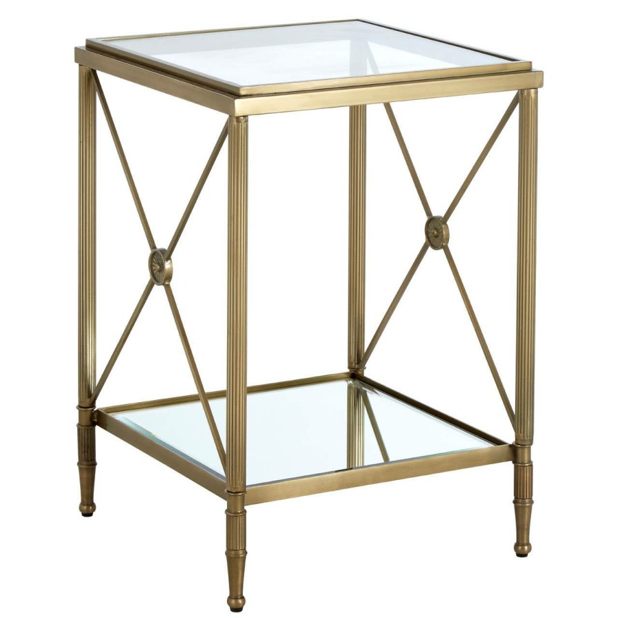 FURNITURE Fifty Five South Side Tables | Axis Square Gold Finish Side Table