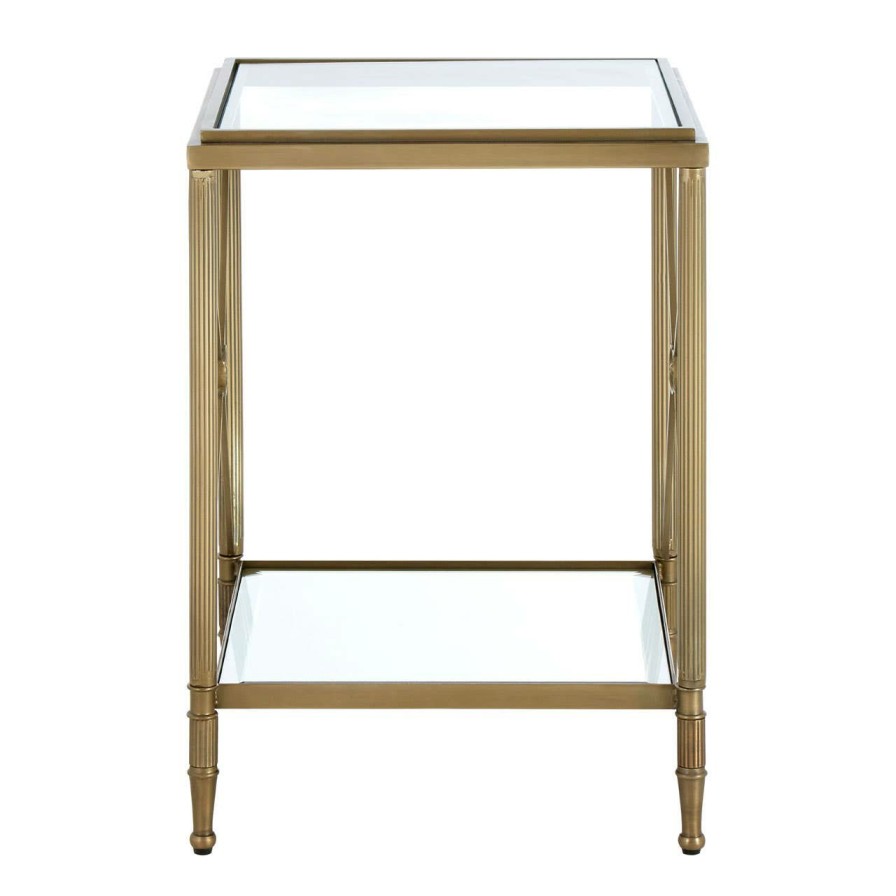 FURNITURE Fifty Five South Side Tables | Axis Square Gold Finish Side Table