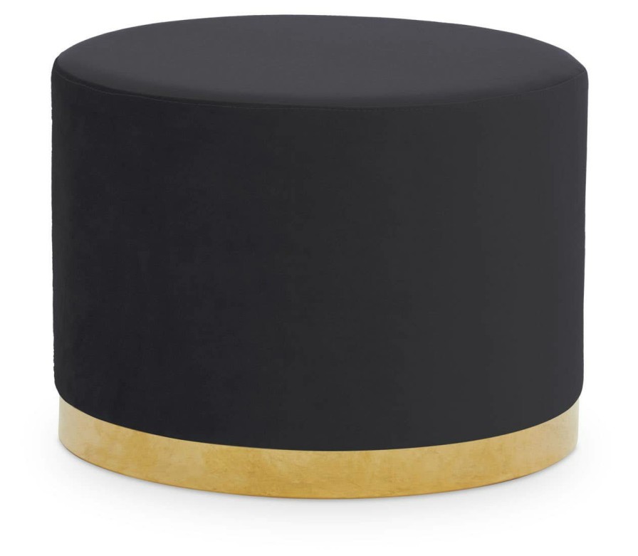 FURNITURE Fifty Five South Stools | Hagen Black And Gold Round Stool