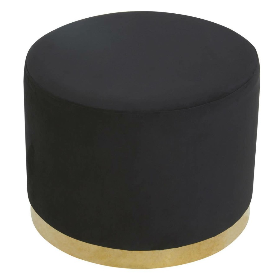 FURNITURE Fifty Five South Stools | Hagen Black And Gold Round Stool