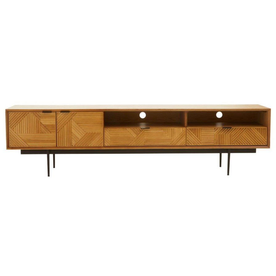 FURNITURE Fifty Five South Storage | Jakara Natural Finish Wooden Media Unit