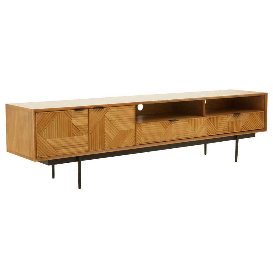 FURNITURE Fifty Five South Storage | Jakara Natural Finish Wooden Media Unit