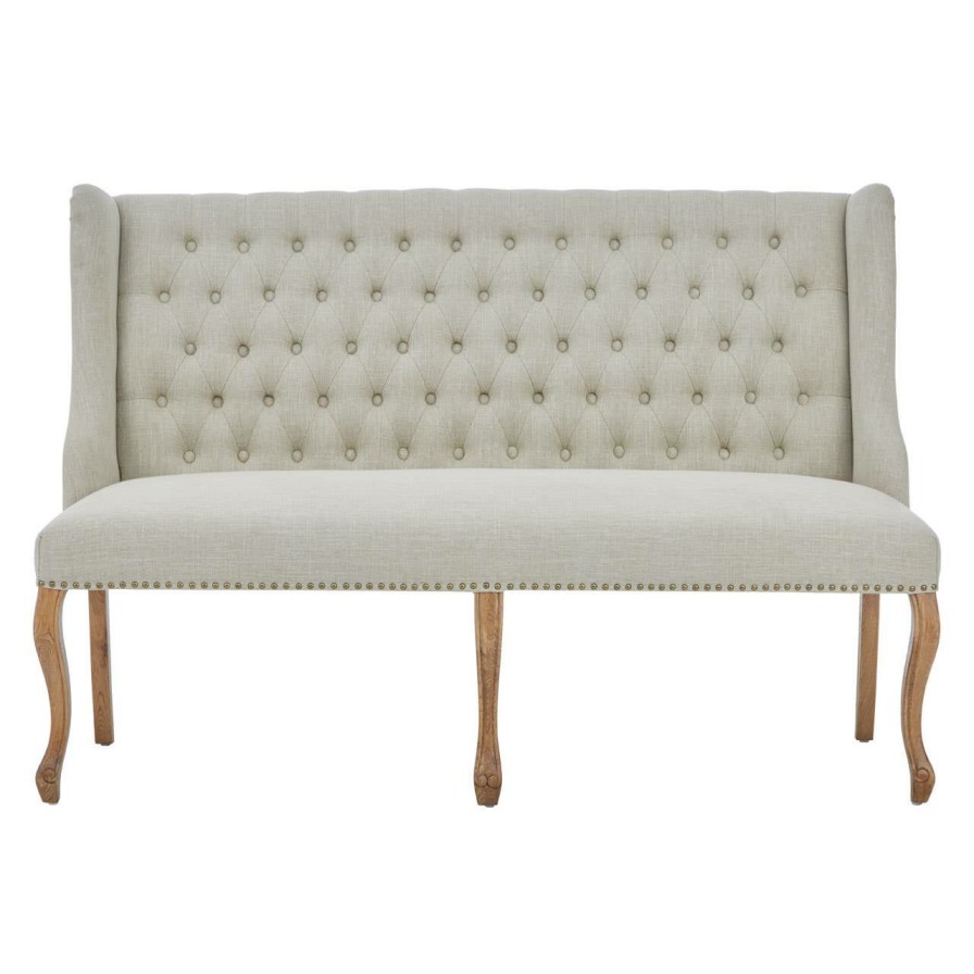 FURNITURE Fifty Five South Seating | Harrison 2 Seat Natural Linen Bench