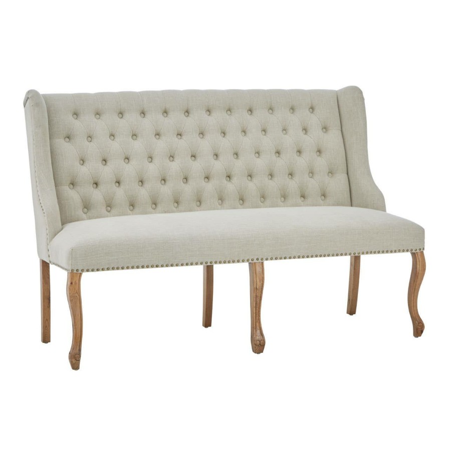 FURNITURE Fifty Five South Seating | Harrison 2 Seat Natural Linen Bench