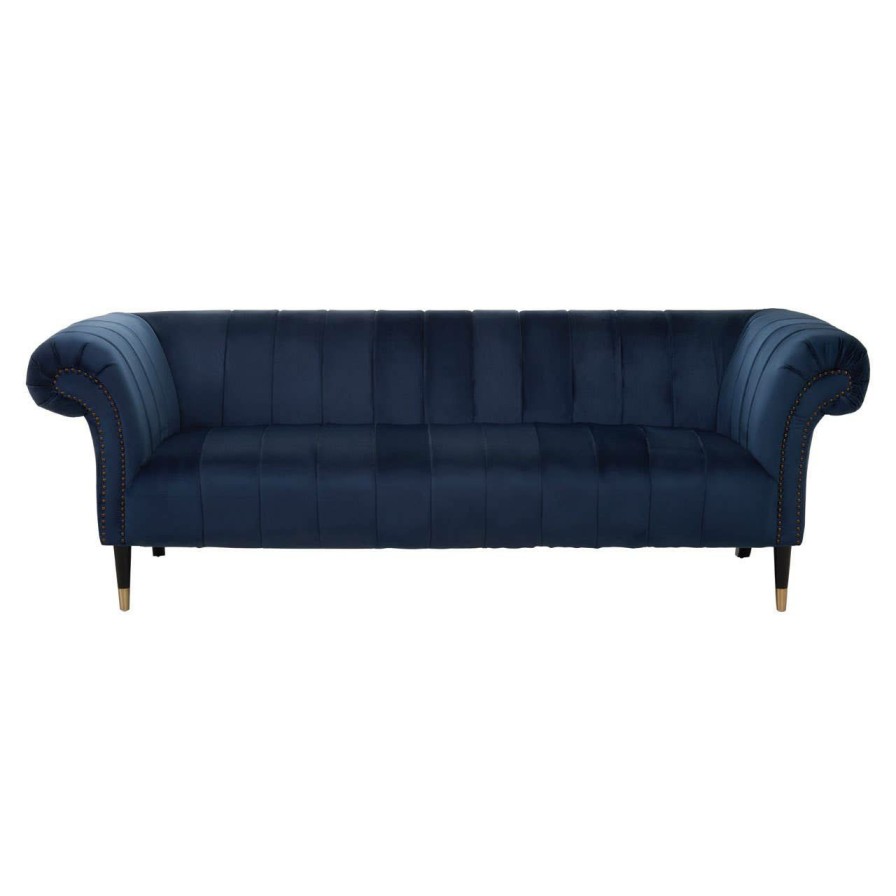 FURNITURE Fifty Five South Sofas | Siena Three Seat Midnight Velvet Sofa