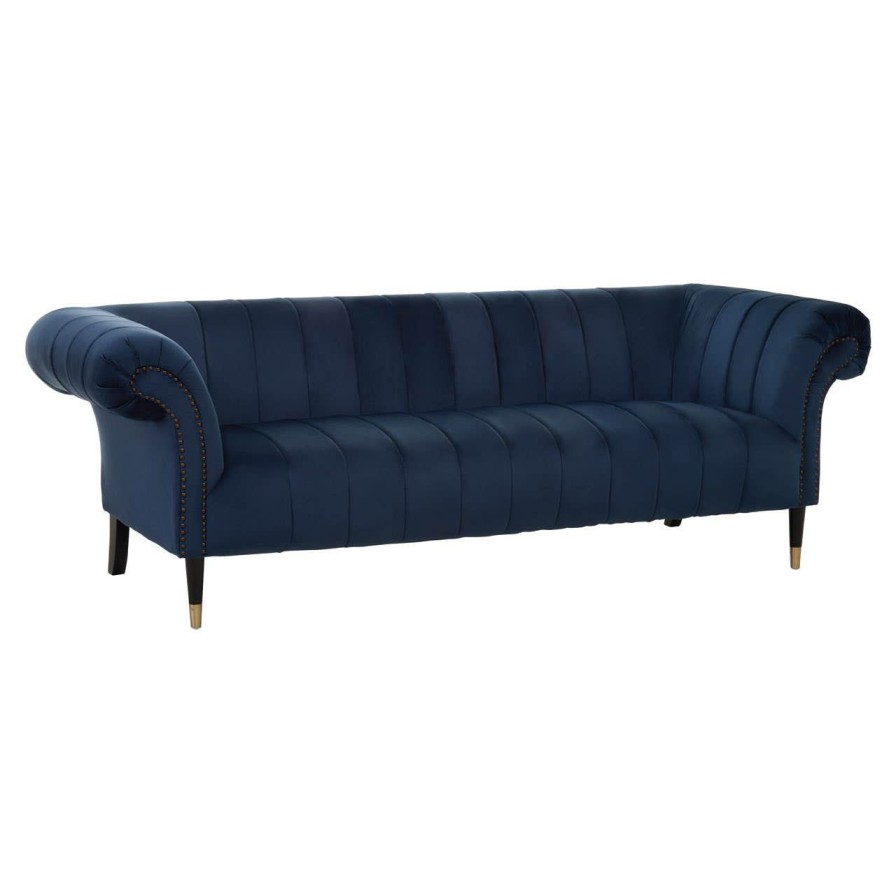 FURNITURE Fifty Five South Sofas | Siena Three Seat Midnight Velvet Sofa