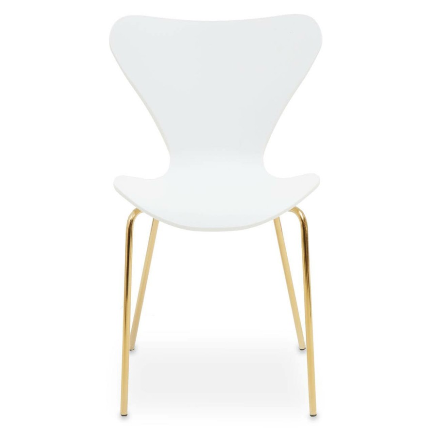 FURNITURE Premier Seating | Laila Dining Chair With White Seat And Gold Legs