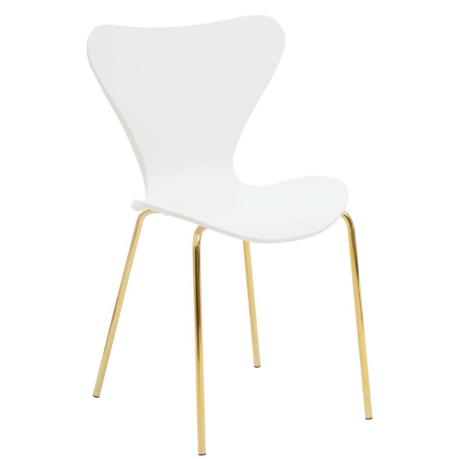 FURNITURE Premier Seating | Laila Dining Chair With White Seat And Gold Legs