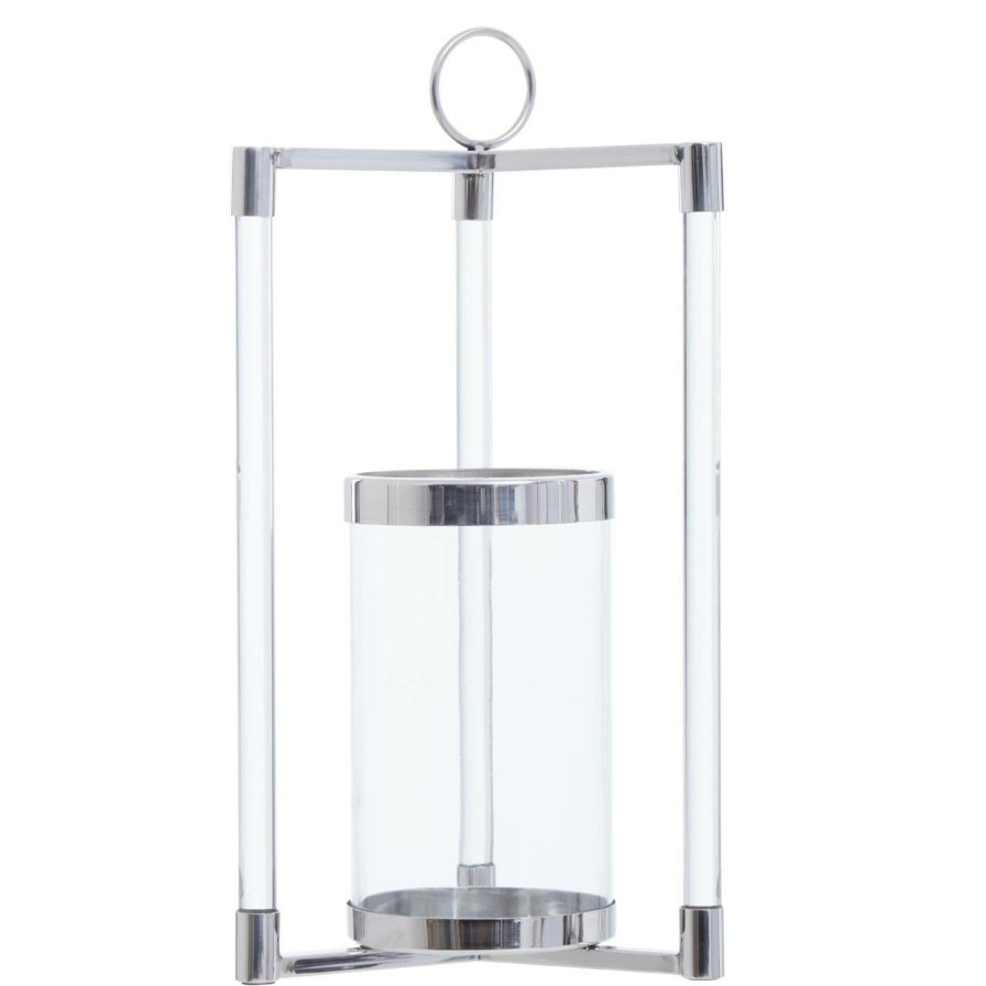 Accessories Fifty Five South Candles and Holders | Franklin Small Silver Finish Lantern