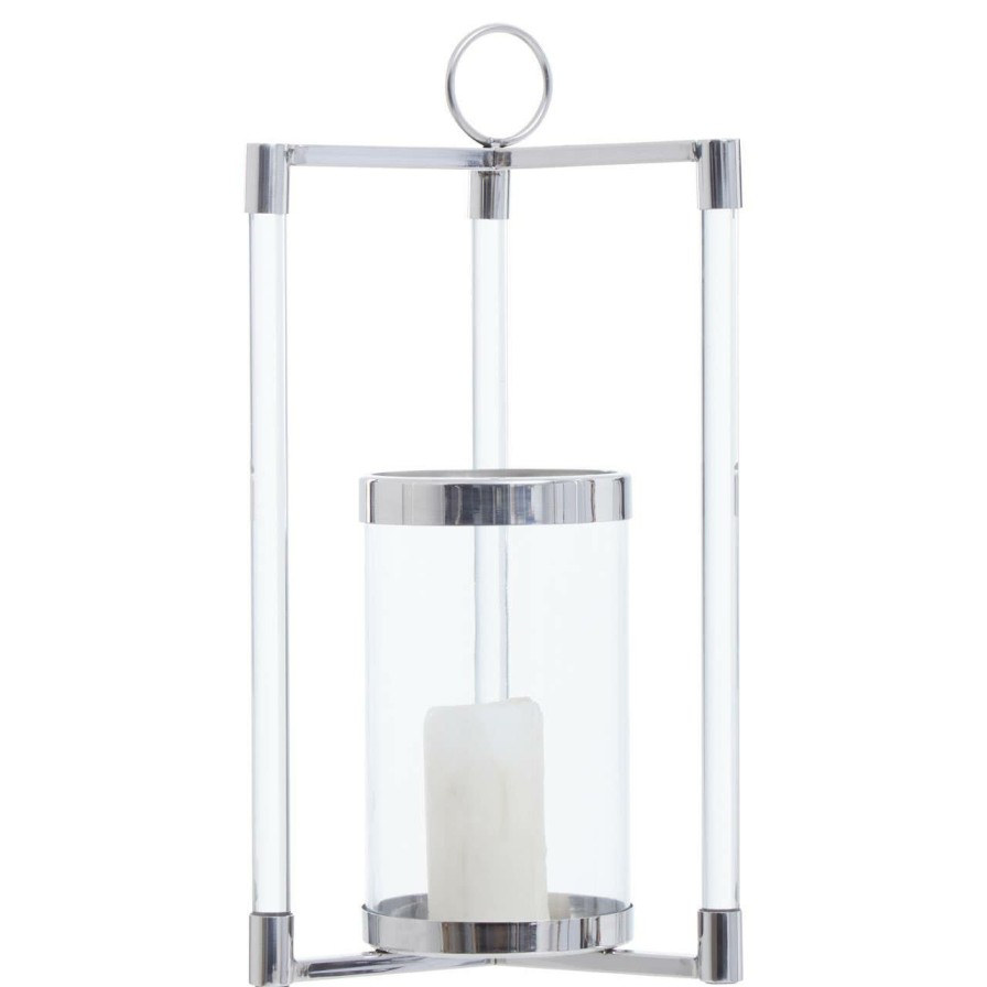 Accessories Fifty Five South Candles and Holders | Franklin Small Silver Finish Lantern