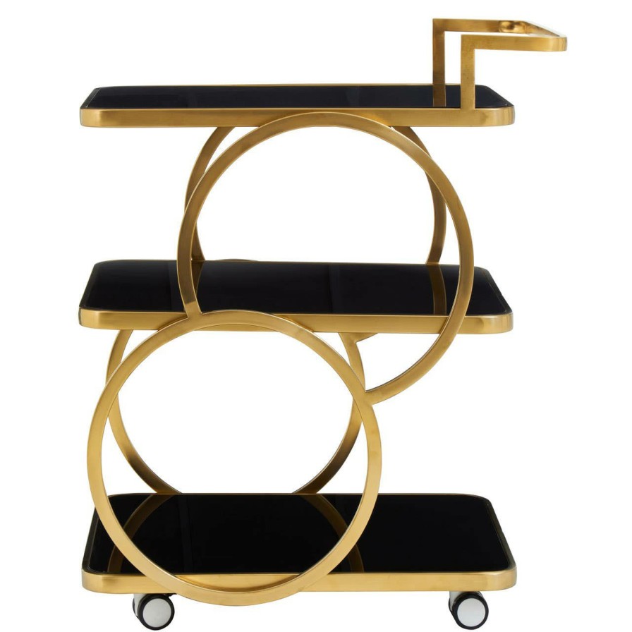 FURNITURE Fifty Five South Bar Carts and Trolleys | Alvaro Gold Finish Drinks Trolley