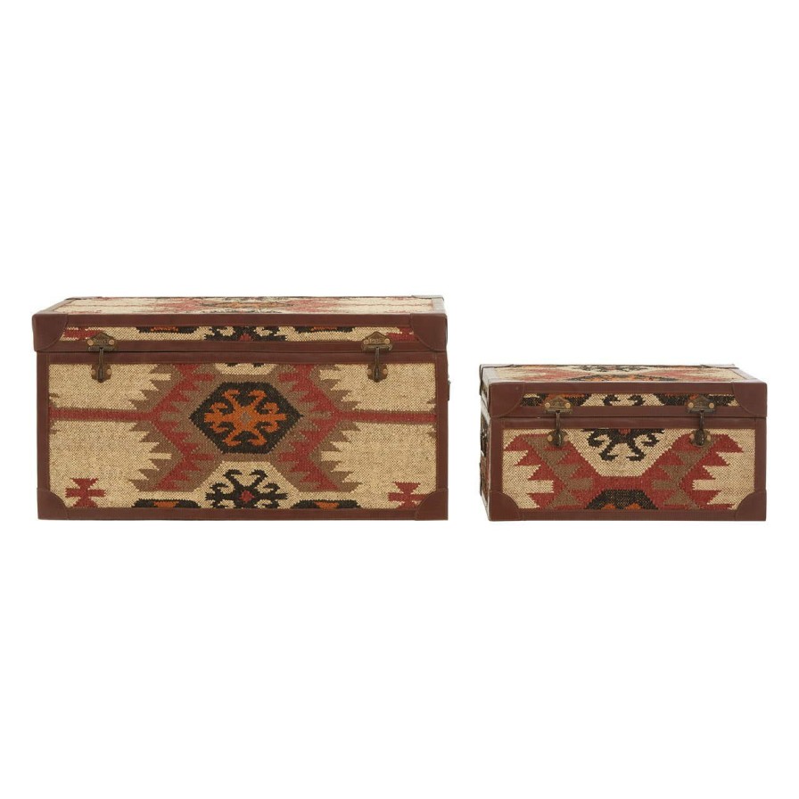 FURNITURE Fifty Five South Storage | Multi Print Storage Trunks - Set Of 2