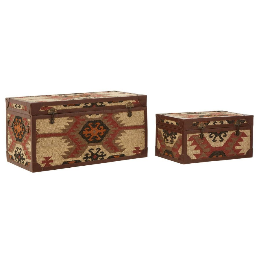 FURNITURE Fifty Five South Storage | Multi Print Storage Trunks - Set Of 2