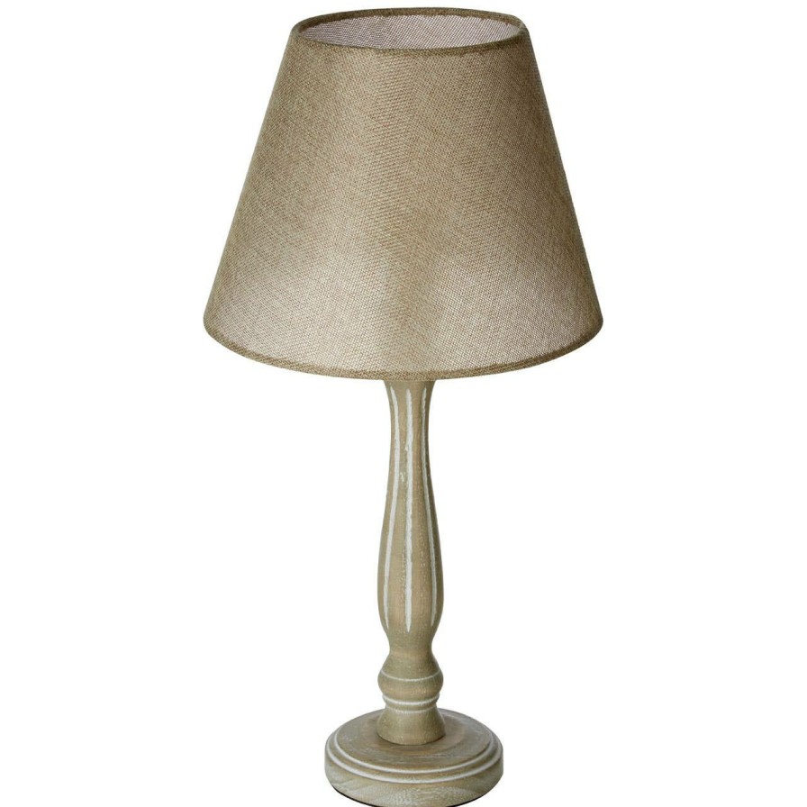 Accessories Premier Table Lamps | Maine Lined Wooden Candlestick Table Lamp