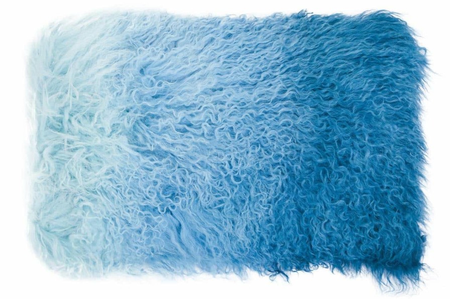 Accessories Bosie Cushions | Bosie Large Blue Ombre Mongolian Lamb Fur Cushion