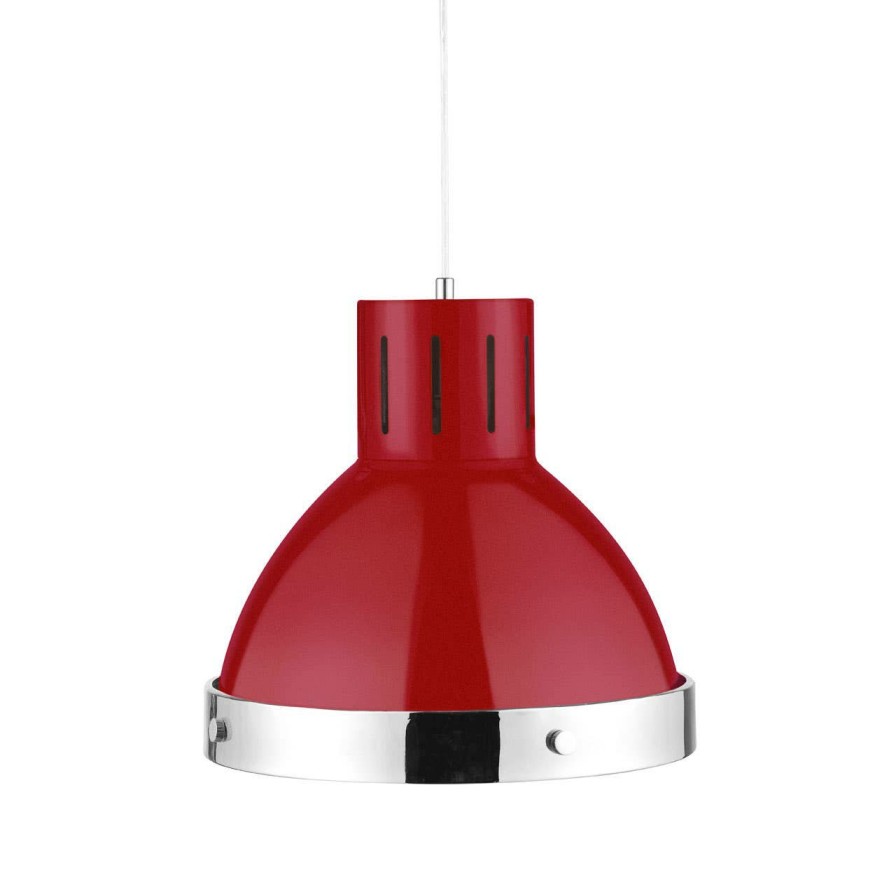 Accessories Premier Decorative Lights | Red And Chrome Pendant Light