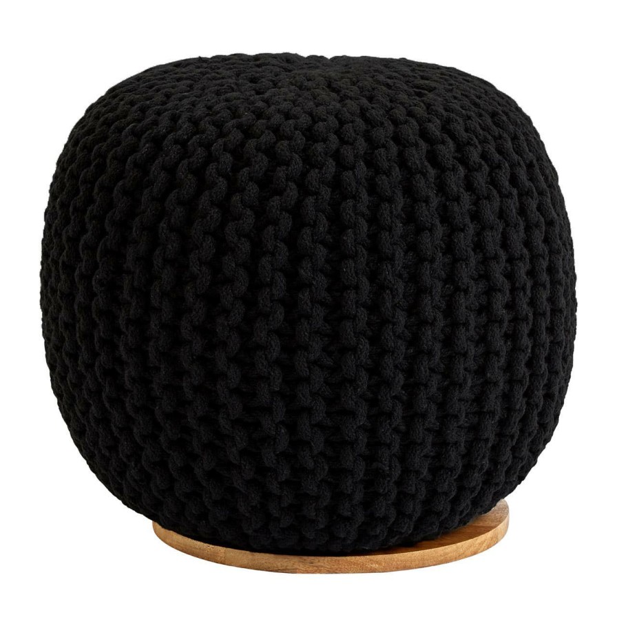 FURNITURE Fifty Five South Pouffes | Fusion Black Woven Pouffe