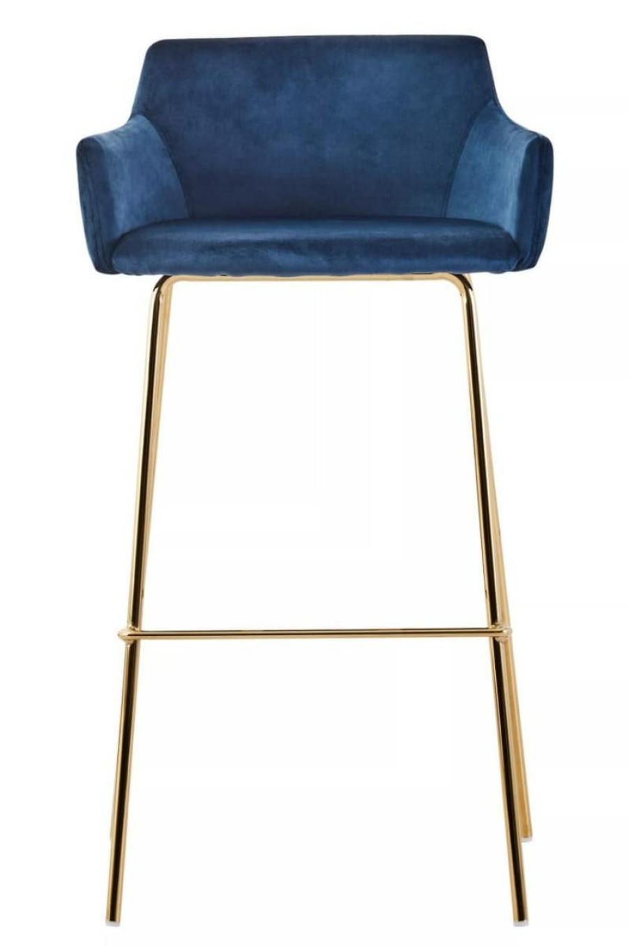 FURNITURE Fifty Five South Bar Seating | Tamzin Blue Velvet Low Back Bar Chair