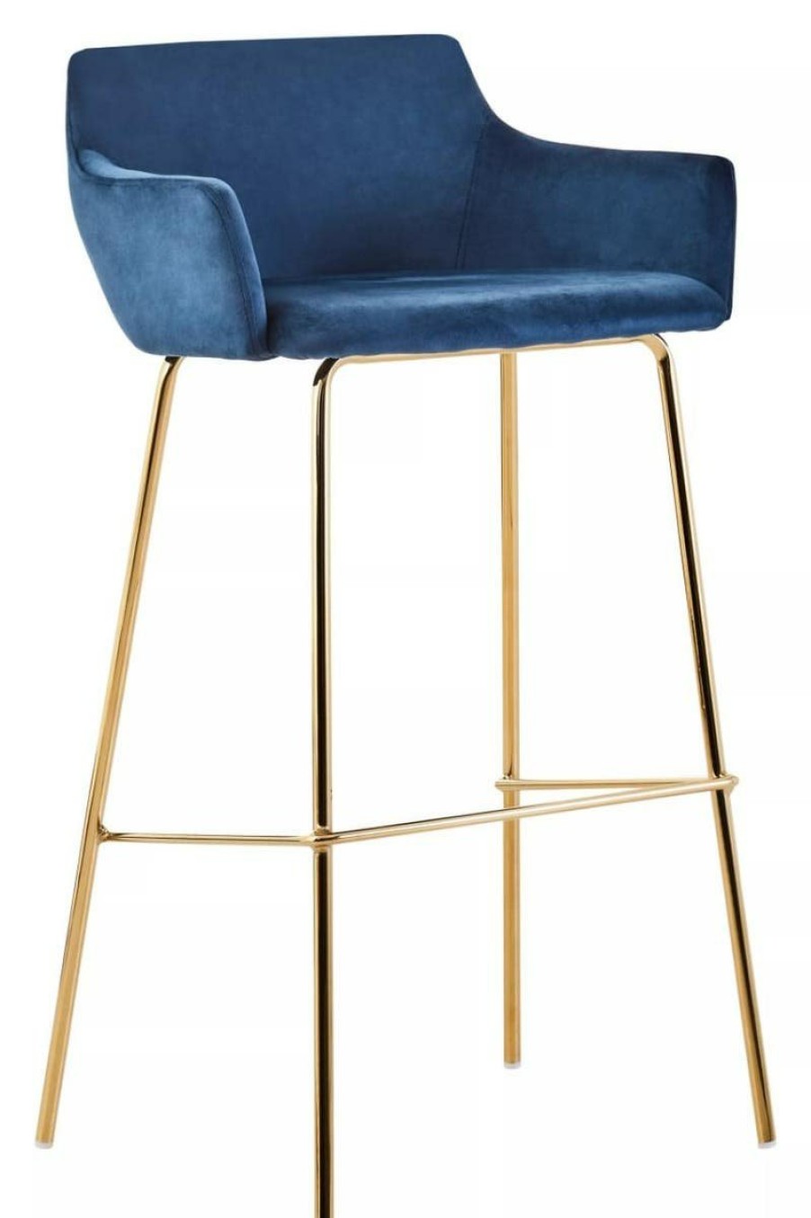 FURNITURE Fifty Five South Bar Seating | Tamzin Blue Velvet Low Back Bar Chair