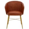 FURNITURE Fifty Five South Statement Chairs | Buffalo Tan Leather Chair With Gold Finish Legs