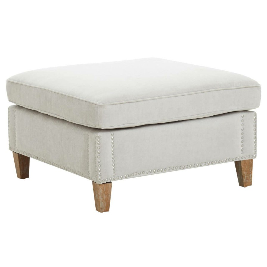 FURNITURE Fifty Five South Footstools | Sutton Grey Fabric Footstool