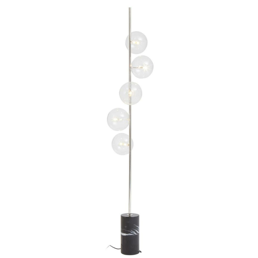 Accessories Fifty Five South Floor Lamps | Abira Nickel And Black Marble Floor Lamp