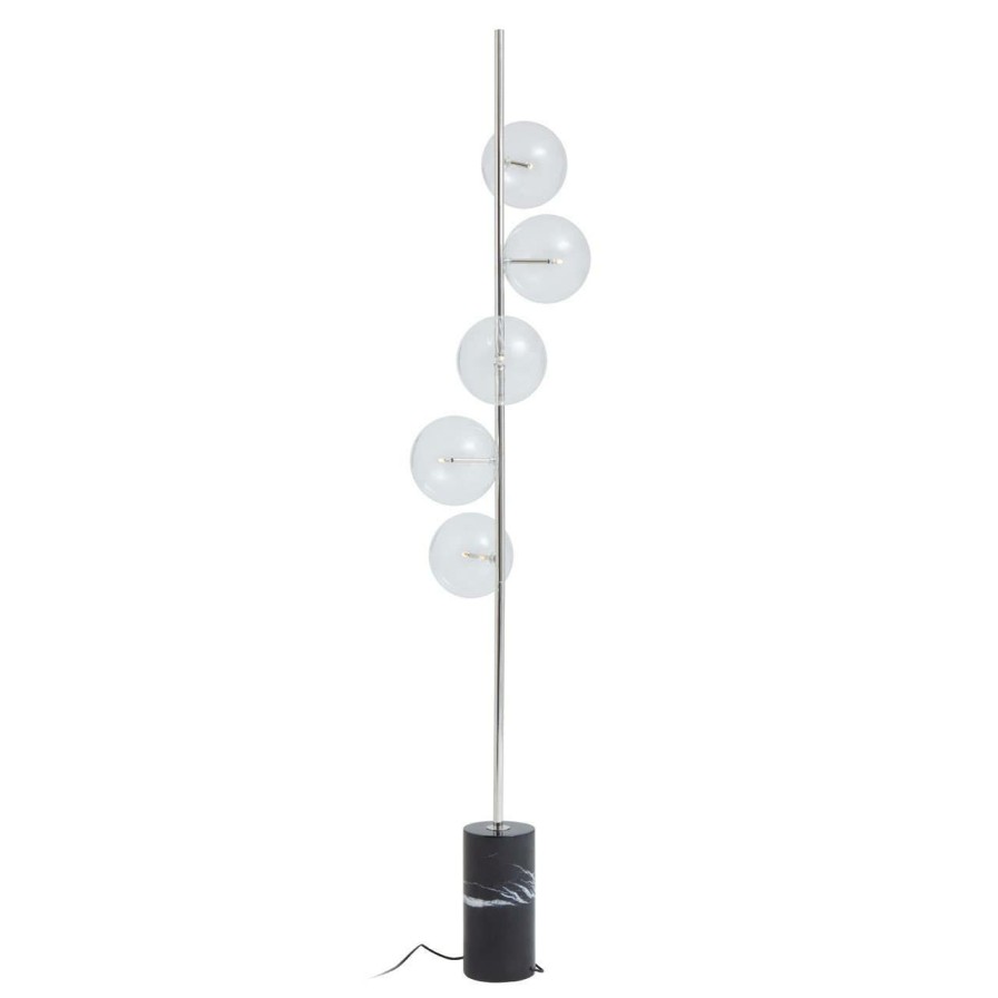 Accessories Fifty Five South Floor Lamps | Abira Nickel And Black Marble Floor Lamp