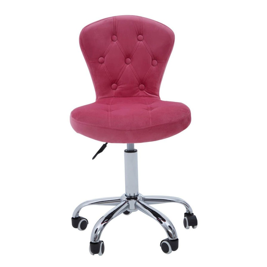 FURNITURE Premier Seating | Pink Velvet Buttoned Home Office Chair