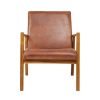 FURNITURE Fifty Five South Seating | Kendari Brown Leather Curved Chair