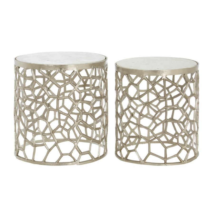 FURNITURE Premier Side Tables | Templar Nickel And Marble Side Tables