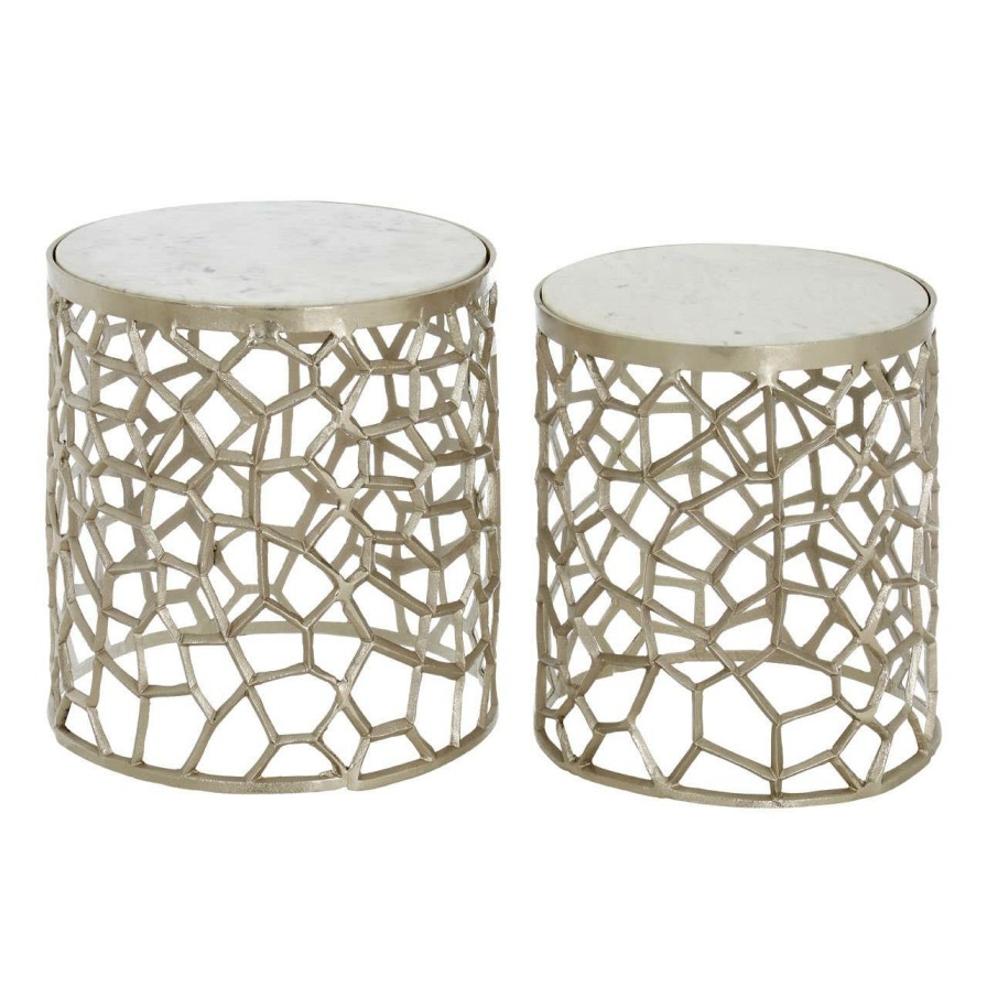 FURNITURE Premier Side Tables | Templar Nickel And Marble Side Tables