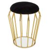 FURNITURE Fifty Five South Seating | Jaipur Black Velvet And Gold Finish Stool