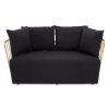 FURNITURE Fifty Five South Seating | Azalea Two Seat Black Fabric Sofa