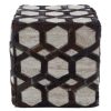 FURNITURE Bosie Seating | Safira Genuine Grey Leather Pouffe