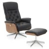 FURNITURE Fifty Five South Seating | Warrington Black Leather Effect Recliner And Footstool