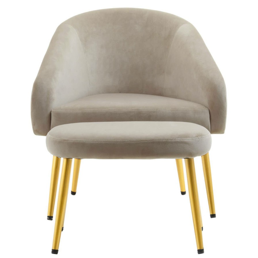 FURNITURE Fifty Five South Armchairs | Yasmeen Mink Velvet Chair And Footstool