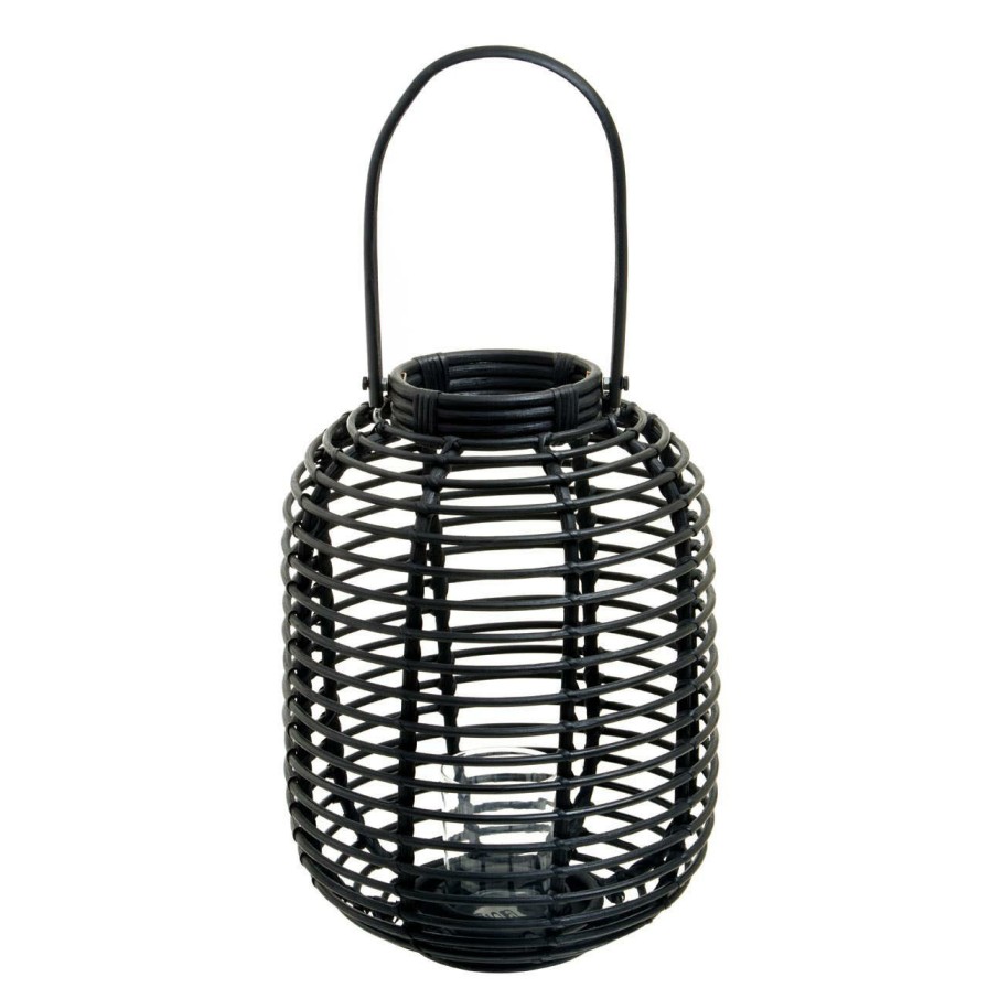 Accessories Premier Lanterns | Mataram Small Black Natural Rattan Lantern