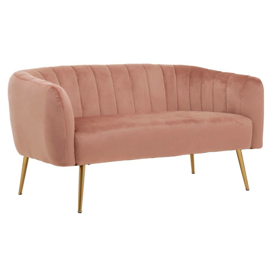 FURNITURE Premier Seating | Larissa Two Seat Pink Velvet Sofa