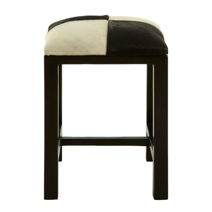 FURNITURE Fifty Five South Footstools | Kendari Black And White Leather Stool