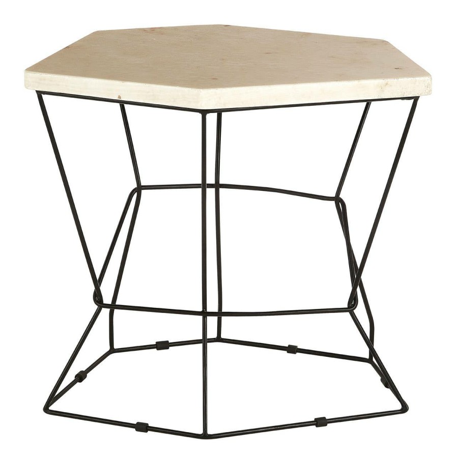 FURNITURE Fifty Five South Side Tables | Relic Onyx Stone Polygonal Side Table