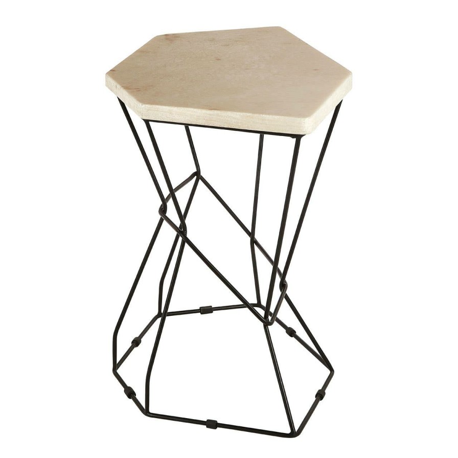 FURNITURE Fifty Five South Side Tables | Relic Onyx Stone Polygonal Side Table