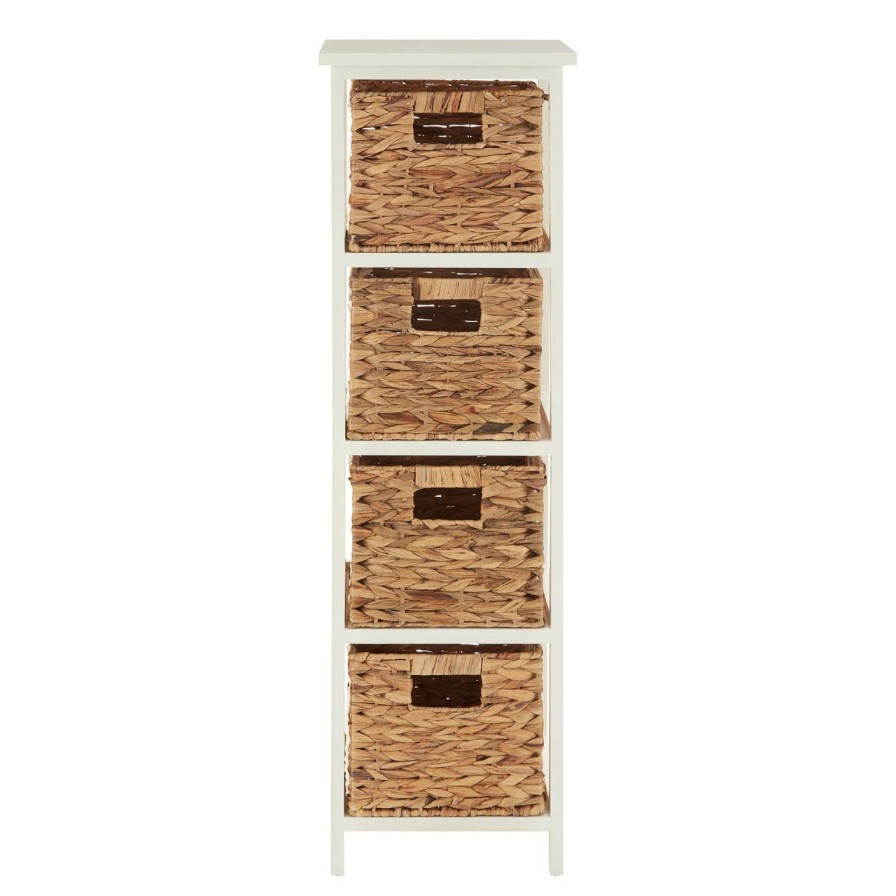 FURNITURE Premier Storage | Padstow 4 Drawer White Hyacinth Storage Unit