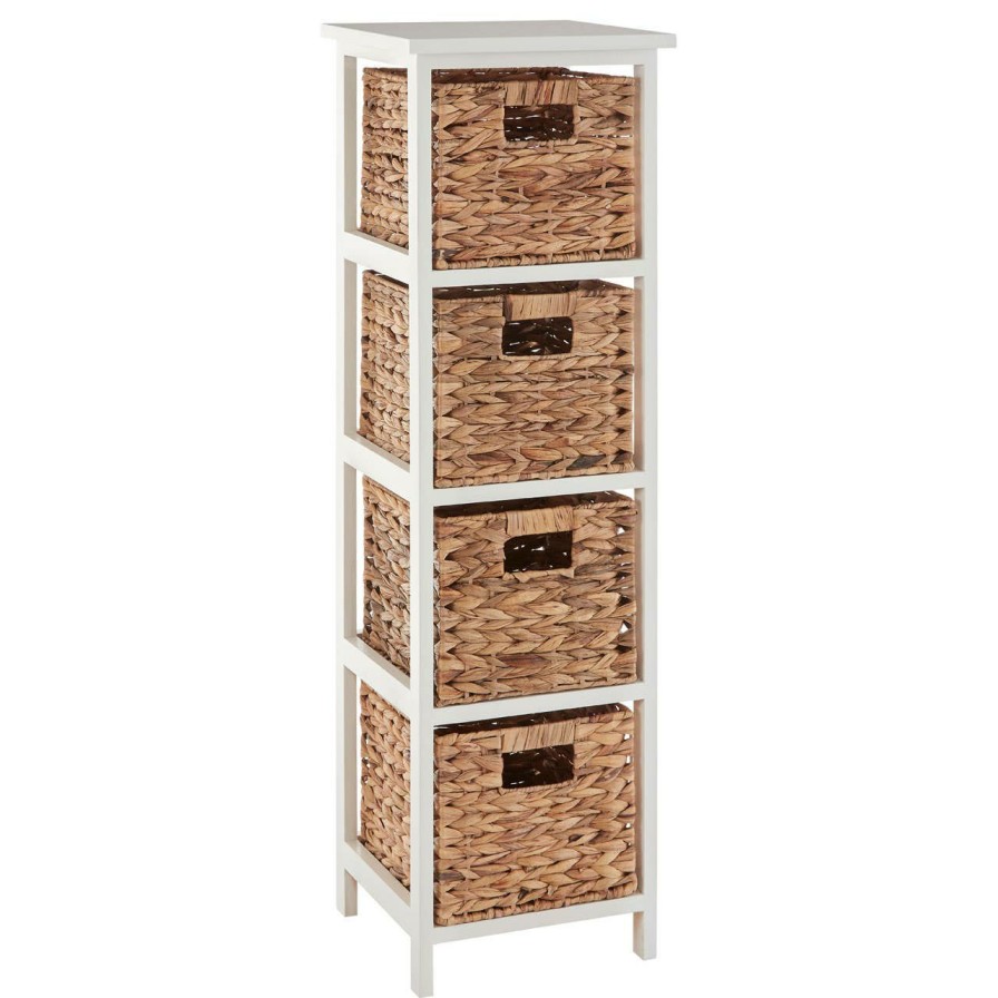 FURNITURE Premier Storage | Padstow 4 Drawer White Hyacinth Storage Unit