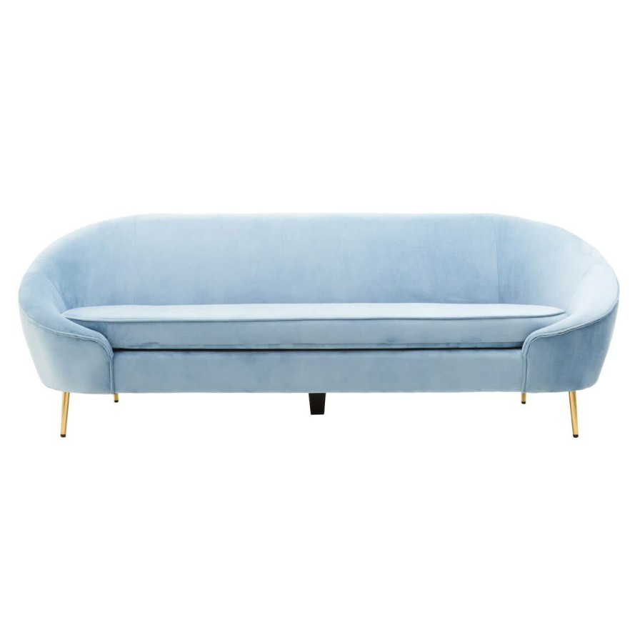 FURNITURE Fifty Five South Sofas | Yasmeen 3 Seat Aqua Blue Velvet Sofa