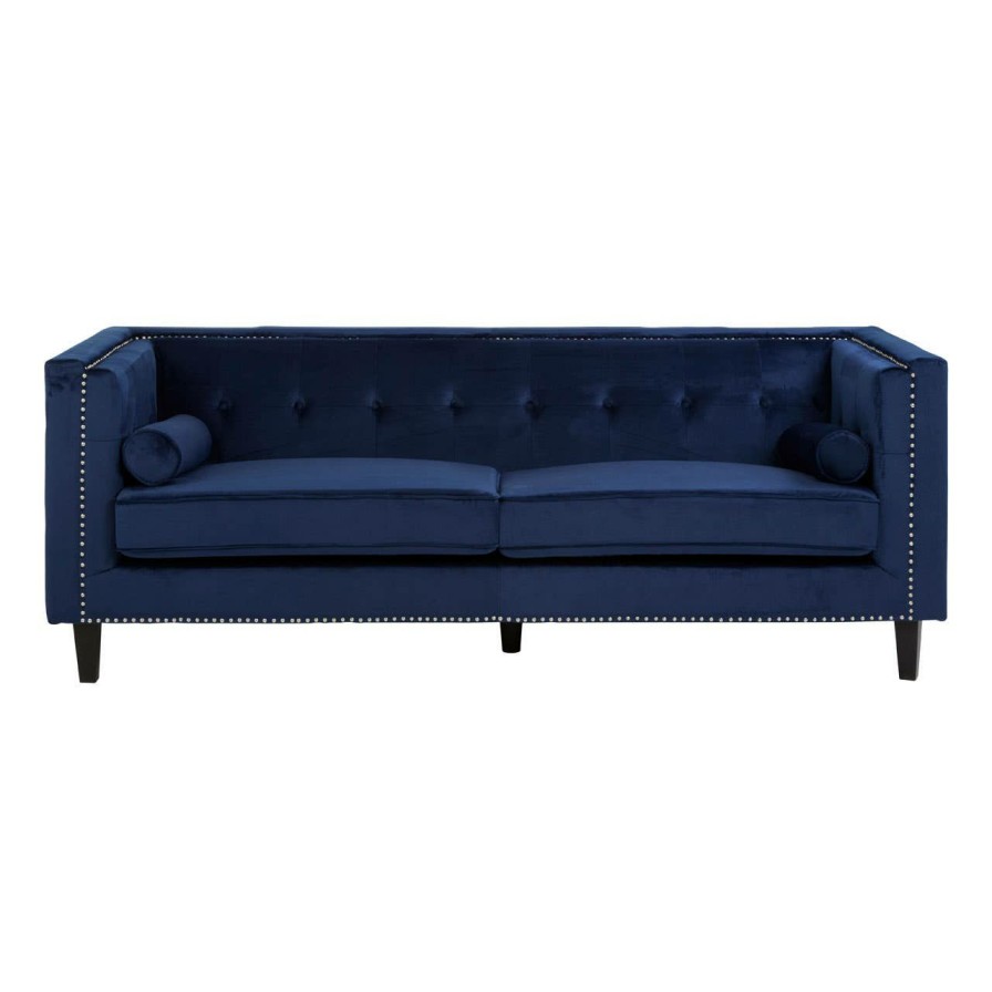 FURNITURE Premier Seating | Felisa 3 Seat Midnight Velvet Sofa