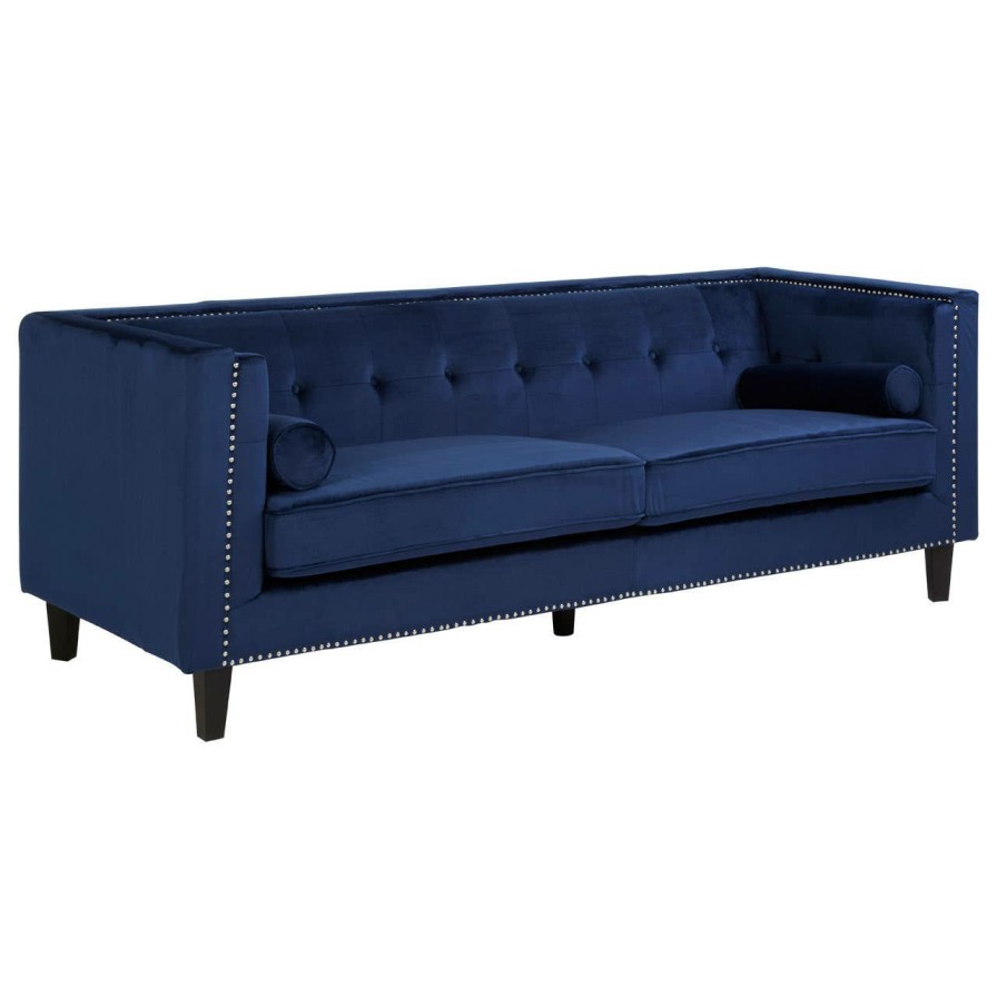 FURNITURE Premier Seating | Felisa 3 Seat Midnight Velvet Sofa